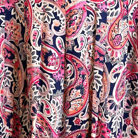 Talbots Fit & Flare Paisley Dress Size 14 Blue Pink White EUC Preppy - Picture 6 of 10